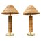 Modern Italian Brass and Bamboo Table Lamps, Set of 2 1