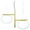 Soto Suspension Lamp Alba Double Arm Brass by Mariana Pellegrino for Oluce 1
