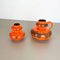 Orange Pottery Fat Lava Vases from Spara Ceramic, Germany, 1970s, Set of 2 5