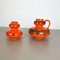 Orange Pottery Fat Lava Vases from Spara Ceramic, Germany, 1970s, Set of 2 3