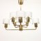 Swedish Brass Chandelier with Glass Shades, 1960s, Image 1