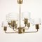 Swedish Brass Chandelier with Glass Shades, 1960s, Image 2