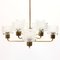 Swedish Brass Chandelier with Glass Shades, 1960s 6