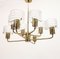 Swedish Brass Chandelier with Glass Shades, 1960s 3