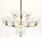 Swedish Brass Chandelier with Glass Shades, 1960s 7