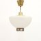 Scandinavian Frosted Glass & Brass Ceiling Lamp, 1950s 1