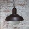 Vintage Industrial Brown Rust Metal Frosted Glass Pendant Light, Image 6