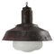 Vintage Industrial Brown Rust Metal Frosted Glass Pendant Light, Image 1
