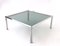 Postmodern Italian Steel Coffee Table with a Square Smoked Glass Top 4
