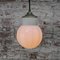 Vintage Industrial White Porcelain & Opaline Glass Brass Pendant Light, Image 7