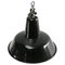 Vintage Dutch Industrial Black Enamel Hanging Lamp 2