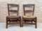 Mid-Century French Oak and Rush Chairs with Natural Fibers Seats, Set of 2 2