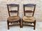 Mid-Century French Oak and Rush Chairs with Natural Fibers Seats, Set of 2 1