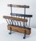 French Magazine Rack in Wrought Iron and Oak, 1960s, Image 1