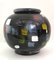 Vase Deruta Vintage en Céramique Noire avec Détails Multicolores, Italie 1