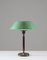Mid-Century Swedish Table Lamp in Brass, Glass and Leather 3