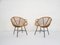 Rattan & Metal Lounge Chair from Rohe Noordwolde, The Netherlands, 1950s, Set of 2 1