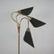 Mid-Century Triple Gooseneck Brass & Black Fabric Floor Lamp, Germany, 1950s 10
