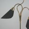 Mid-Century Stehlampe mit Drei Schwanenhals-Details aus Messing & schwarzem Stoff, 1950er 5