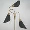 Mid-Century Triple Gooseneck Brass & Black Fabric Floor Lamp, Germany, 1950s 4