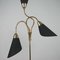 Mid-Century Triple Gooseneck Brass & Black Fabric Floor Lamp, Germany, 1950s 20