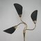 Mid-Century Triple Gooseneck Brass & Black Fabric Floor Lamp, Germany, 1950s 16