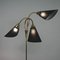 Mid-Century Stehlampe mit Drei Schwanenhals-Details aus Messing & schwarzem Stoff, 1950er 19