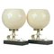 Mid-Century Swedish Marble, Opaline & Brass Table Lamps, 1940s, Set of 2 1