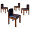 Mid-Century Italian Wood and Black Leather Chairs by Silvio Coppola for Bernini, 1960s, Set of 4 12