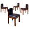 Mid-Century Italian Wood and Black Leather Chairs by Silvio Coppola for Bernini, 1960s, Set of 4, Image 12