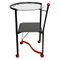 Italian Post Modern Black and Red Metal and Glass Table on Wheels, 1980s 2