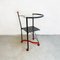 Italian Post Modern Black and Red Metal and Glass Table on Wheels, 1980s 4