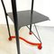 Italian Post Modern Black and Red Metal and Glass Table on Wheels, 1980s 6