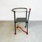 Italian Post Modern Black and Red Metal and Glass Table on Wheels, 1980s 1
