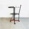 Italian Post Modern Black and Red Metal and Glass Table on Wheels, 1980s 3