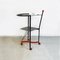 Italian Post Modern Black and Red Metal and Glass Table on Wheels, 1980s, Image 3