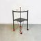 Italian Post Modern Black and Red Metal and Glass Table on Wheels, 1980s 5