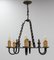 Lámpara de araña Fleur-De-Lys francesa de hierro forjado, años 40, Imagen 2