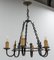 Lámpara de araña Fleur-De-Lys francesa de hierro forjado, años 40, Imagen 1