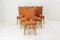 Mid-Century Dining Chairs in Beech and Red Moleskine, France, 1950s, Set of 6 3