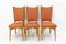 Mid-Century Esszimmerstühle aus Buche & rotem Moleskine, Frankreich, 1950er, 6er Set 1