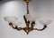 French Red Copper and Frosted Glass Chandelier, 1940s 4