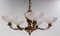 French Red Copper and Frosted Glass Chandelier, 1940s, Image 2