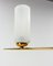 French Golden Chrome and Frosted Glass Ceiling Pendant in the Style of Arlus, 1960s 4