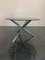 Tisch mit rundem Gestell aus verchromtem Metall und Fuß aus brüniertem Glas, 1970er 1