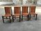 Mid-Century Modern Italian Cognac Leather and Dark Beech Dining Chairs by Ilmari Tapiovaara for La Permanente Mobili Cantù, Set of 4 2