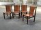 Mid-Century Modern Italian Cognac Leather and Dark Beech Dining Chairs by Ilmari Tapiovaara for La Permanente Mobili Cantù, Set of 4, Image 6