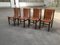 Mid-Century Modern Italian Cognac Leather and Dark Beech Dining Chairs by Ilmari Tapiovaara for La Permanente Mobili Cantù, Set of 4, Image 4