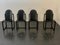 Wood and Leather Chairs by Annig Sarian for Tisettanta, Set of 4, Image 1