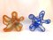 Floreros vintage de vidrio artístico en naranja y azul. Juego de 2, Imagen 3
